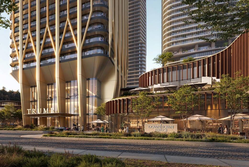 Вход в Trump Tower Tbilisi и подиум квартала Downtown Tbilisi