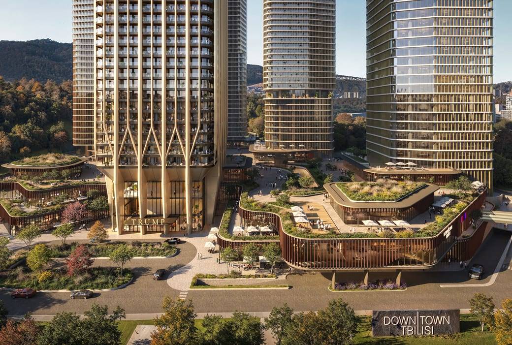 Террасные сады на подиуме Downtown Tbilisi у подножия Trump Tower